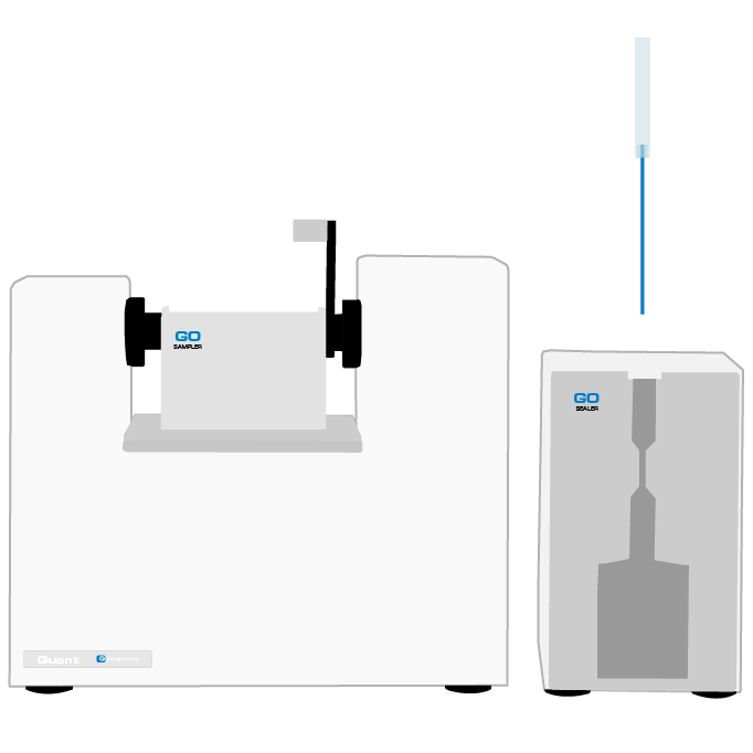 Illustration of the DairyQuant GO Sealer and Sampler with blue Pivette®